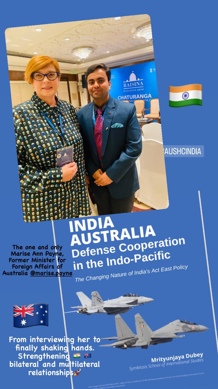 Raisina @ 2024, Sharing my work with H.E. Marise Ann Payne, Former Minister for Foreign Affairs of Australia.
